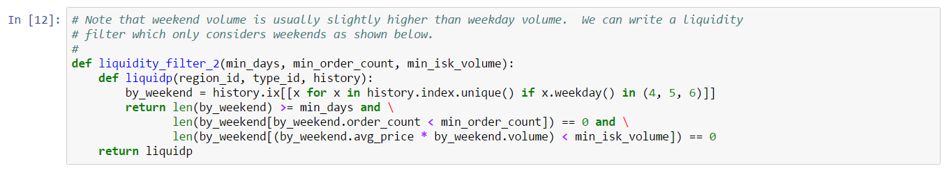 Liquidity Filter for Weekends Only